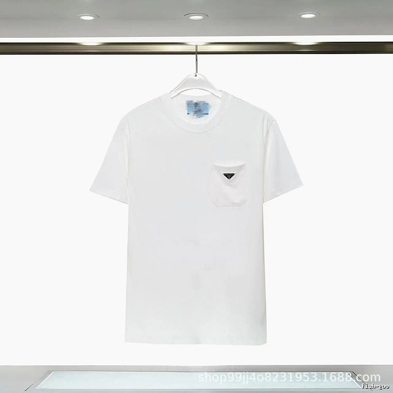 Prada Triangle Logo Minimalist Style White Short-sleeve T-shirt