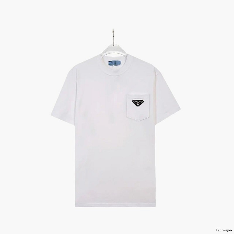 Prada Triangle Logo Minimalist Style White T-Shirt