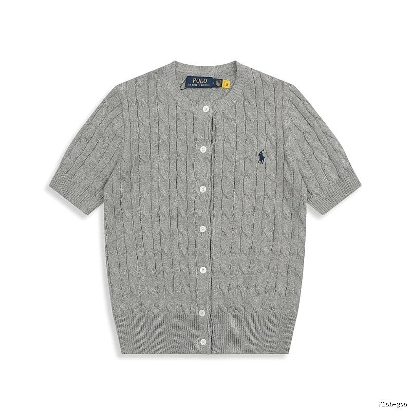 Ralph Lauren knitted retro-style grey cardigan