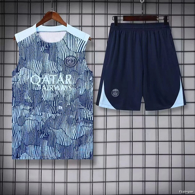 Real Madrid Sport Training jersey set Navy Sleeveless Top for Warm Weather