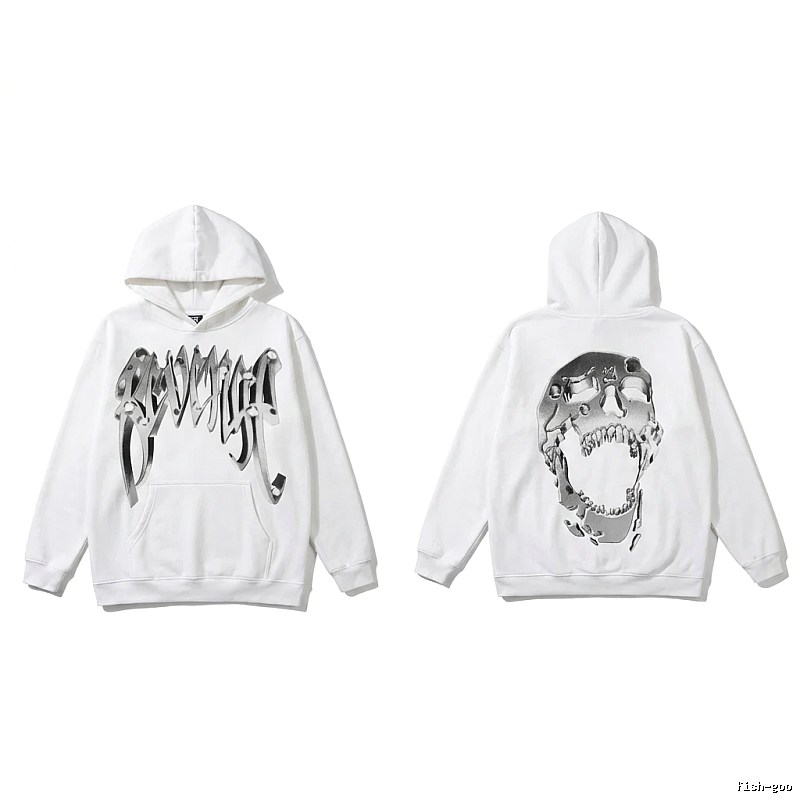 Revenge Skull Trendy Cool White Hoodie