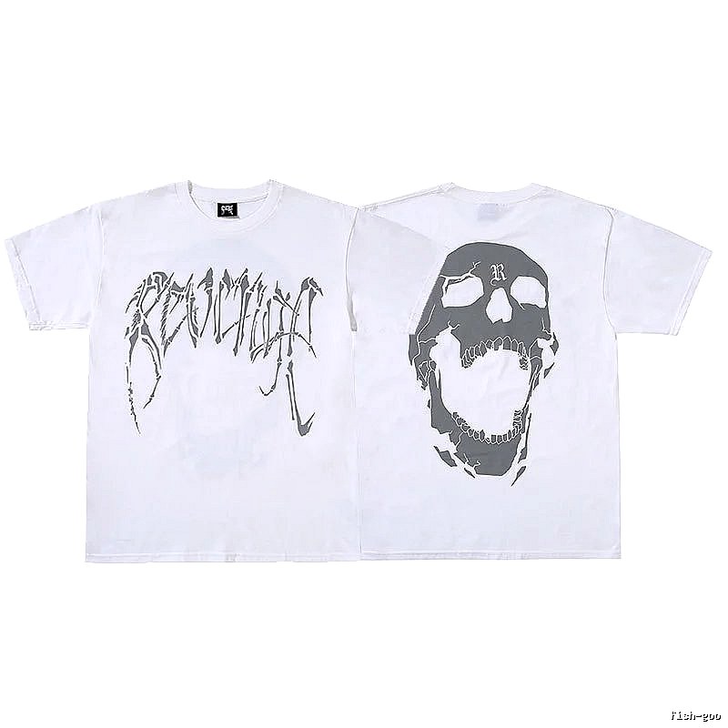 Revenge White Skull Graphic T-Shirt Daily Styling