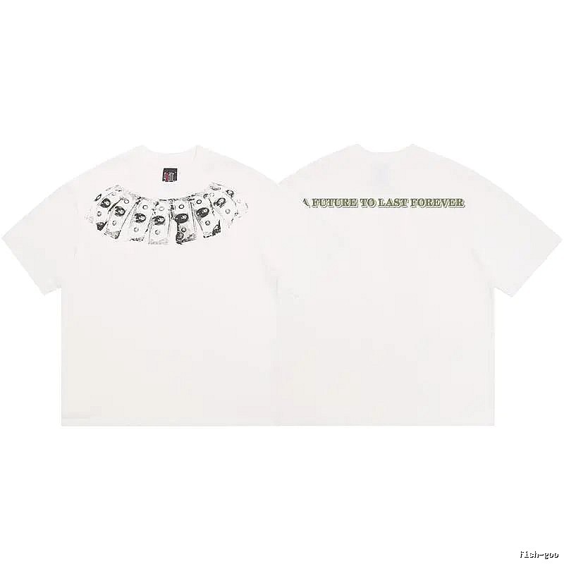 SAINT Dollar Bill Print Street Style White T-Shirt
