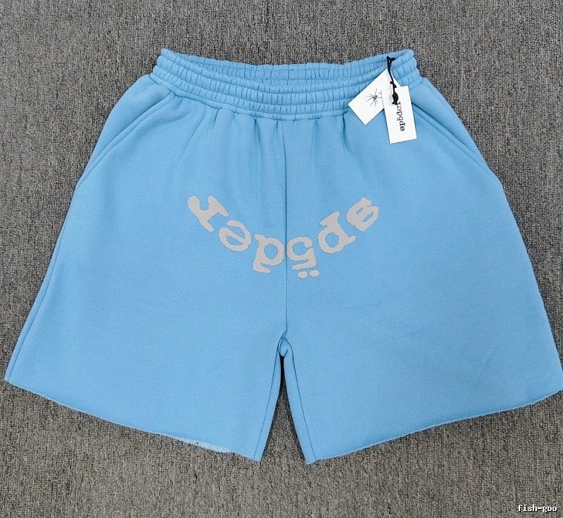 Sp5der Foam Print Street Style Light Blue Shorts