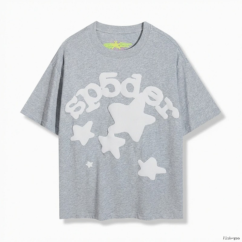 Sp5der Gray T-shirt with Star Print