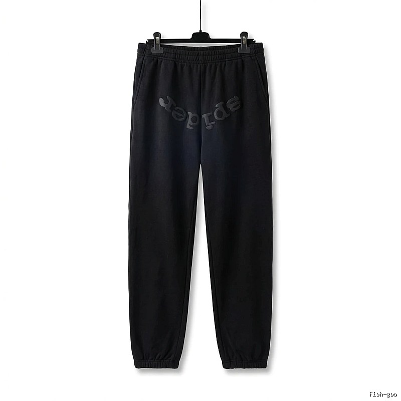 Sp5der Letter Trendy brand Black Sweatpants