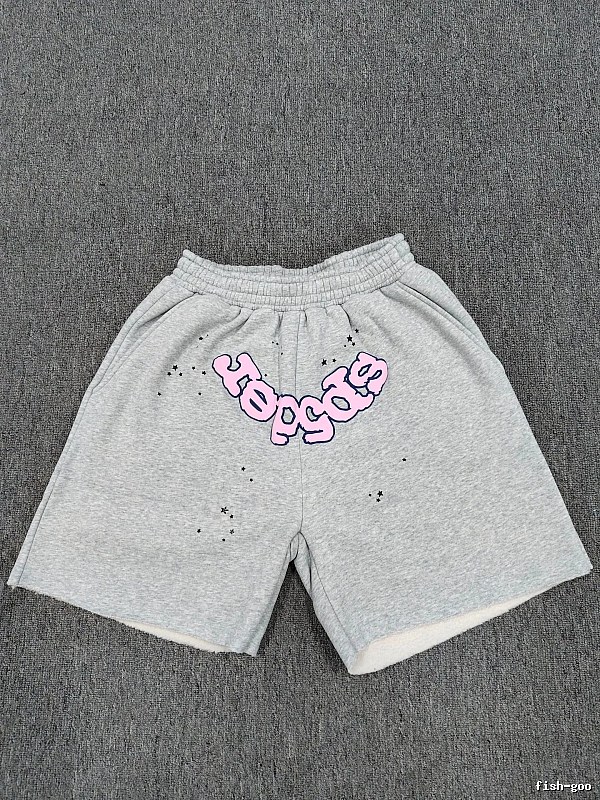 Sp5der Printed Street Style Grey Shorts