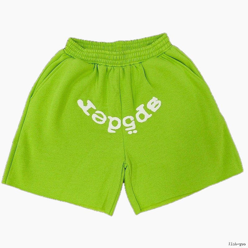 Sp5der Printed Street Style Neon Green Shorts