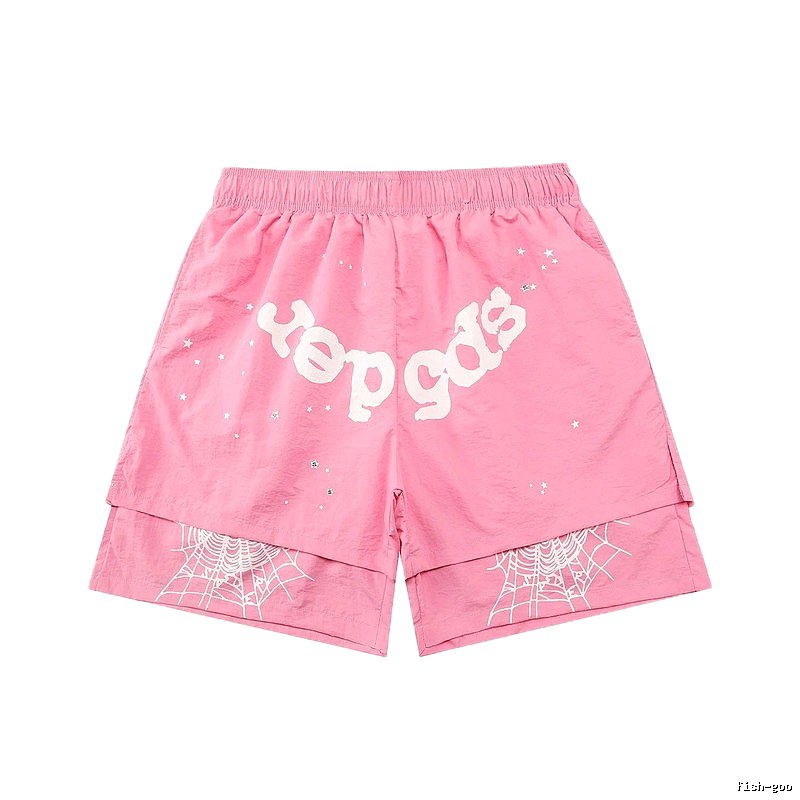 Sp5der star - printed pink shorts