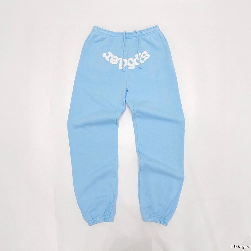 Sp5der White Wordmark And Gathered Cuffs Weekend Logo Sweatpants