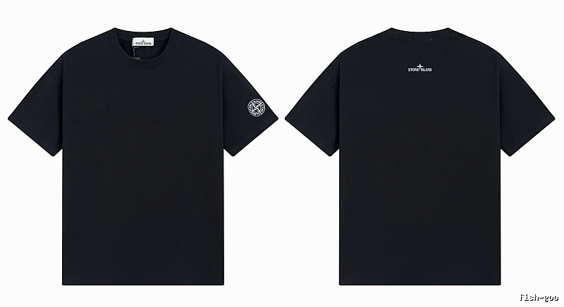 Stone Island Badge Techwear Style Black Short Sleeve T-Shirt