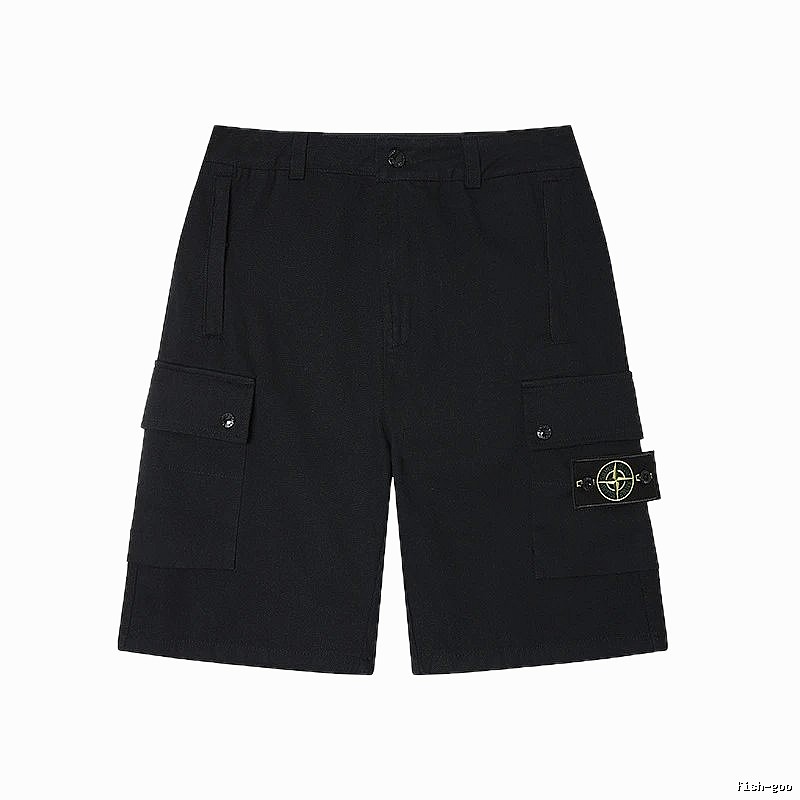Stone Island Classic Techwear Style Black Cargo Shorts