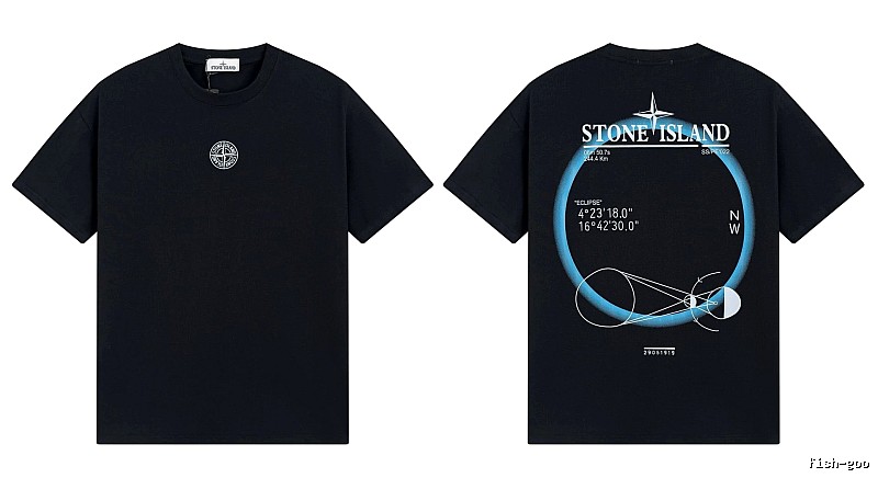 Stone Island Eclipse Collection Techwear Style Black Short-sleeve T-shirt