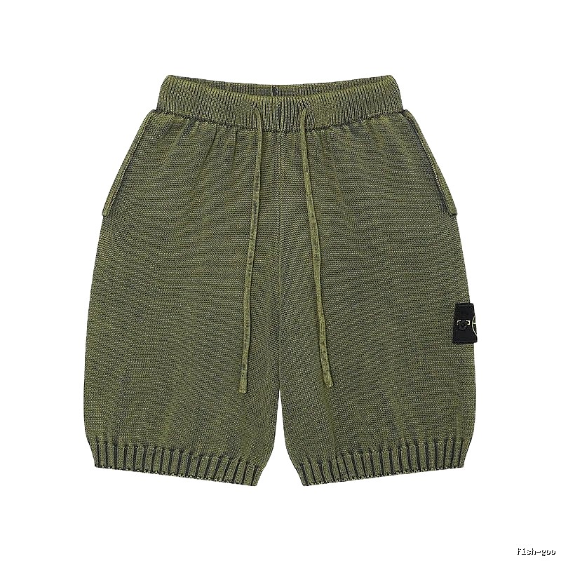 Stone Island Knit Techwear Style Military Green Shorts