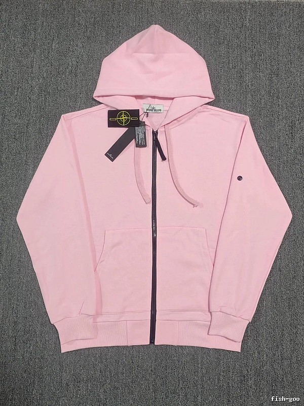 Stone Island Pink Zip Hoodie Casual Layering