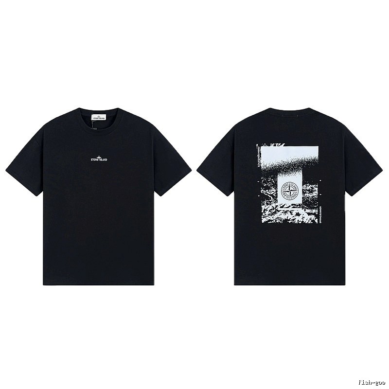 Stone Island Printed Functional Style Black Short Sleeve T-Shirt