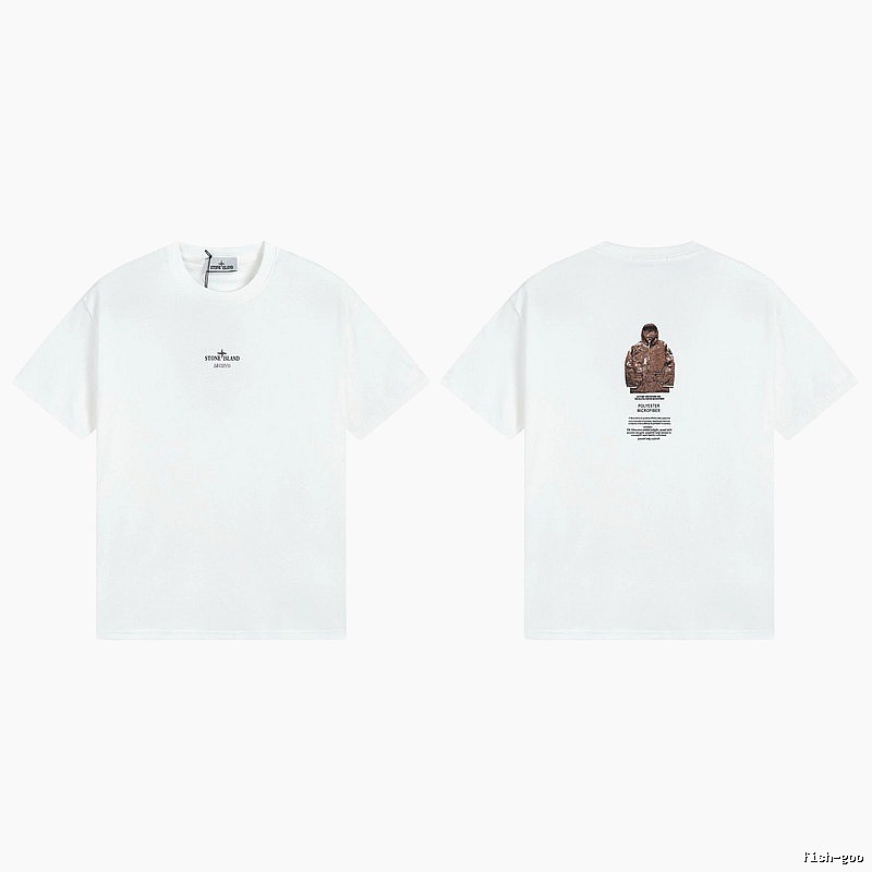 Stone Island Printed Functional Style White Short Sleeve T-shirt