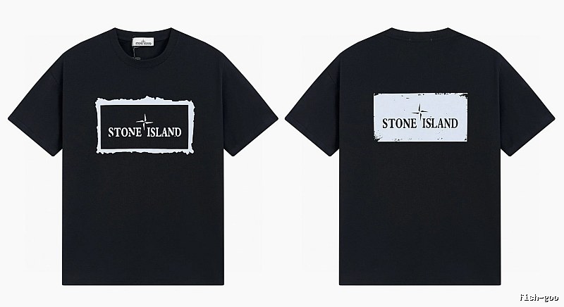 Stone Island Printed Street Style Black T-Shirt