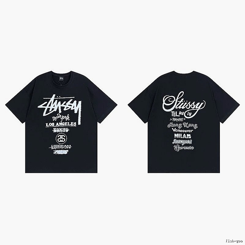 Stussy Black Spider Graphic T-Shirt Bold Graphic Logo