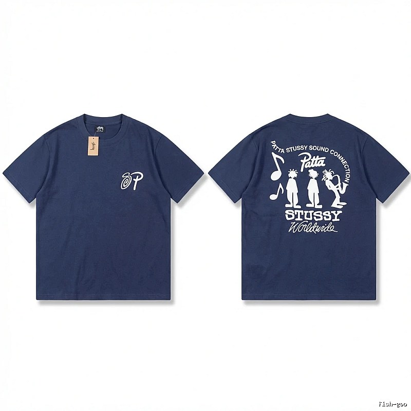Stussy Co-branded Hip-hop Style Navy Blue T-shirt