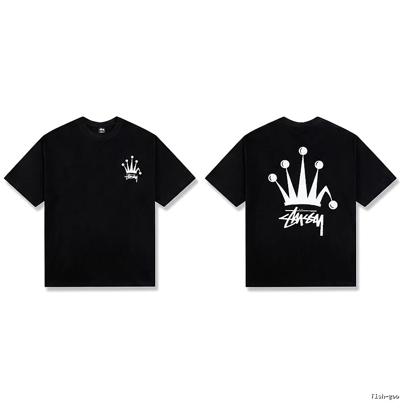 Stussy Crown Trendy and Cool Style Black T-shirt
