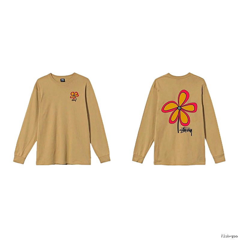 Stussy Floral Casual Khaki Long-Sleeve