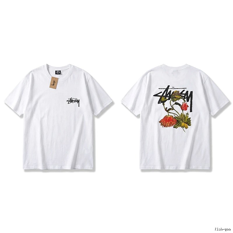Stussy Floral Print White T-Shirt