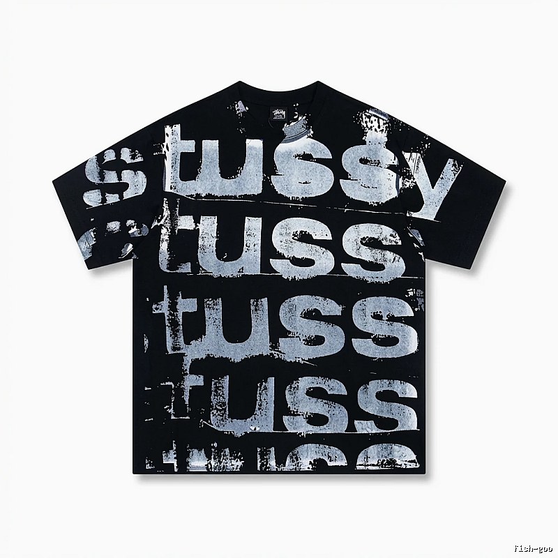 Stussy graffiti-style black T-shirt with letters