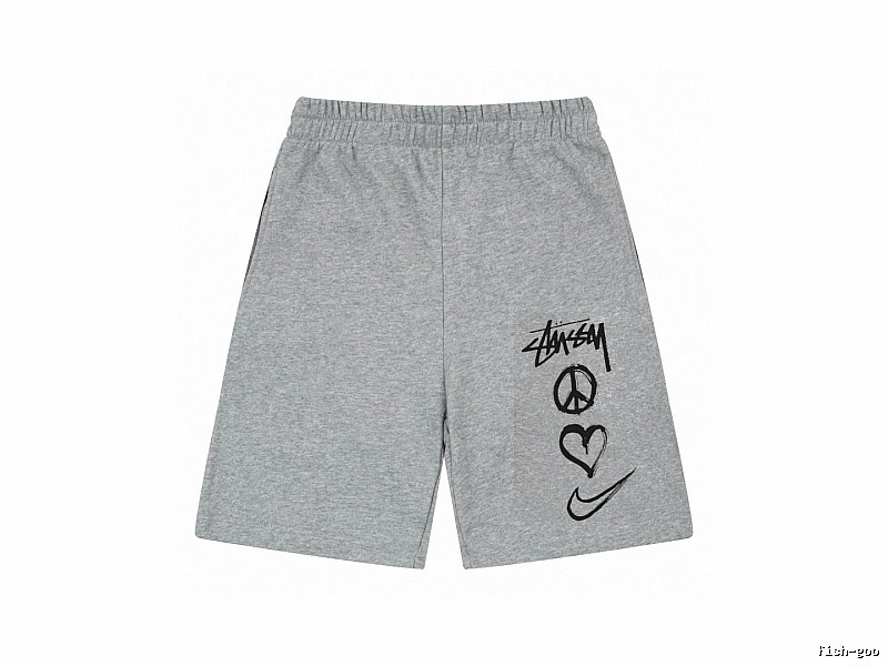 Stussy graffiti-style gray shorts