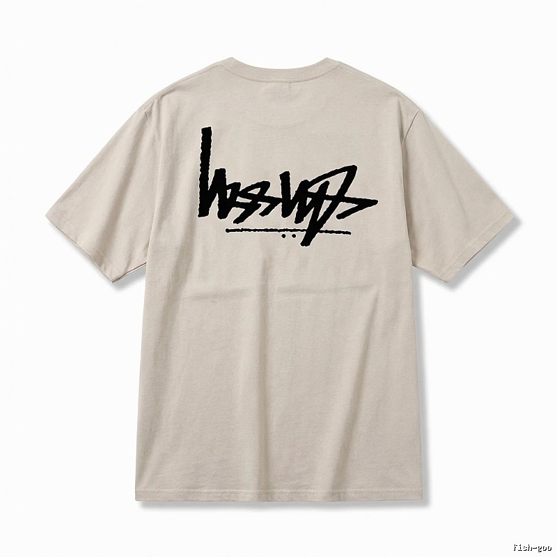 Stussy graffiti-style light gray T-shirt