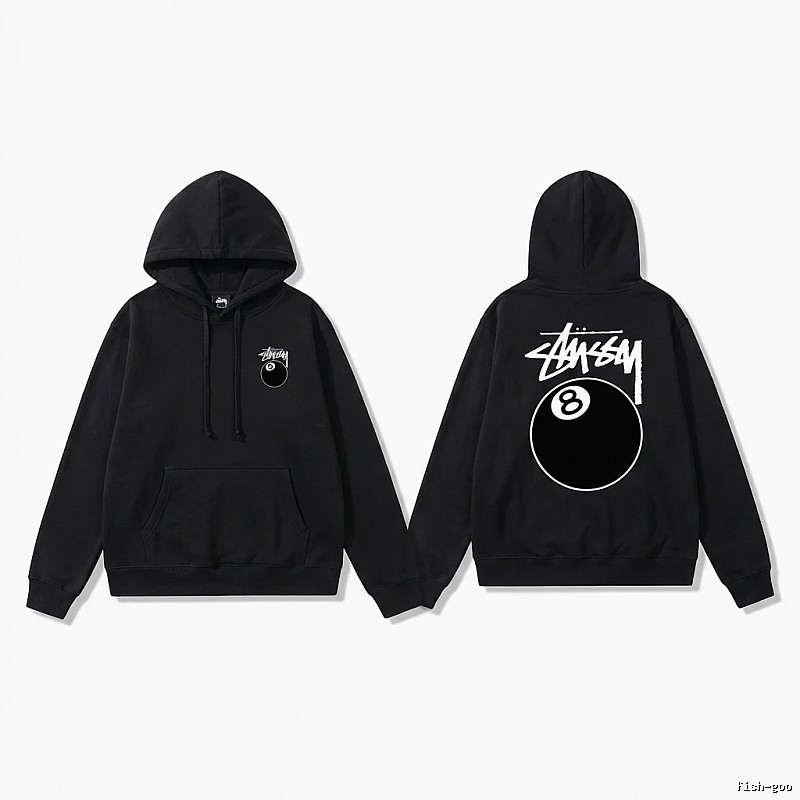 Stussy No. 8 Ball Cool Style Black Hoodie