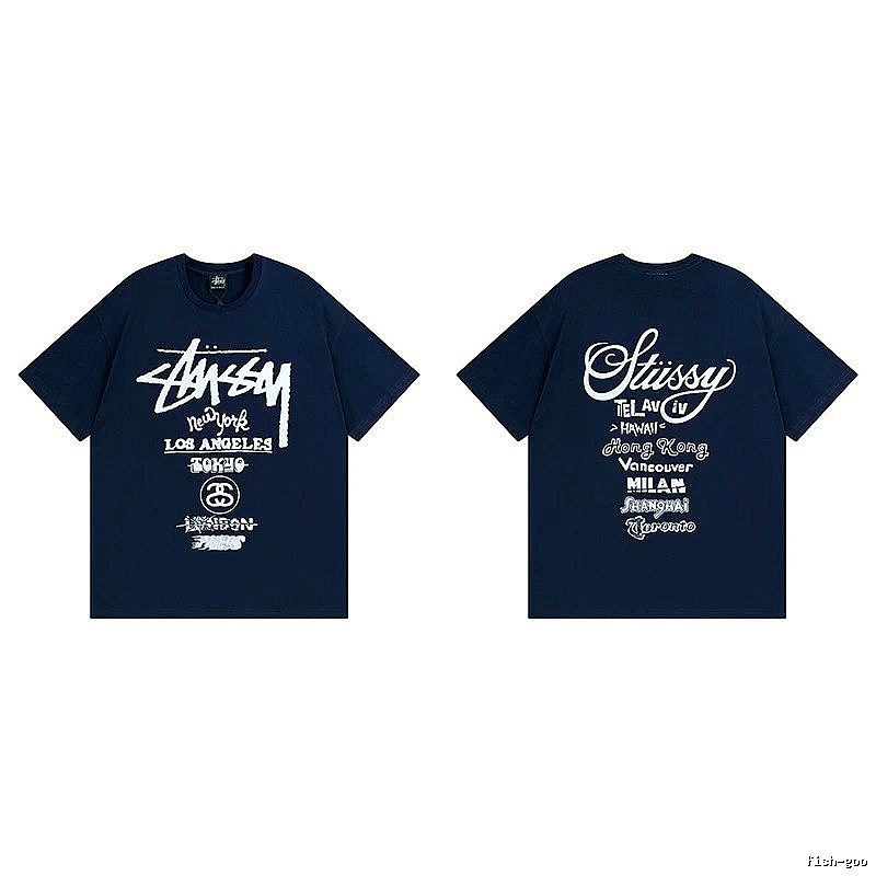 Stussy Simple Logo Finish Spider Graphic T-Shirt Minimal Look