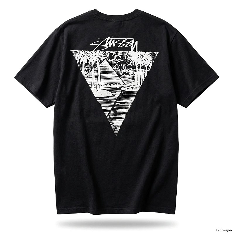 Stussy triangle print style black T-shirt