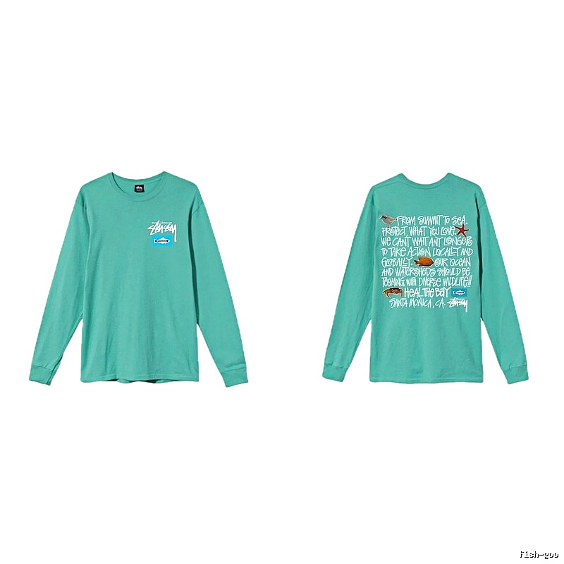 Stussy's eco-friendly mint green long-sleeved shirt