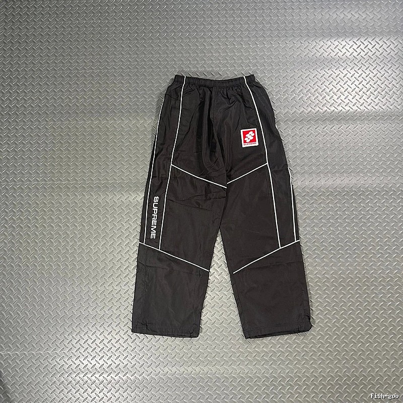 Supreme Black Utility Track Pants with Contrast Seams
