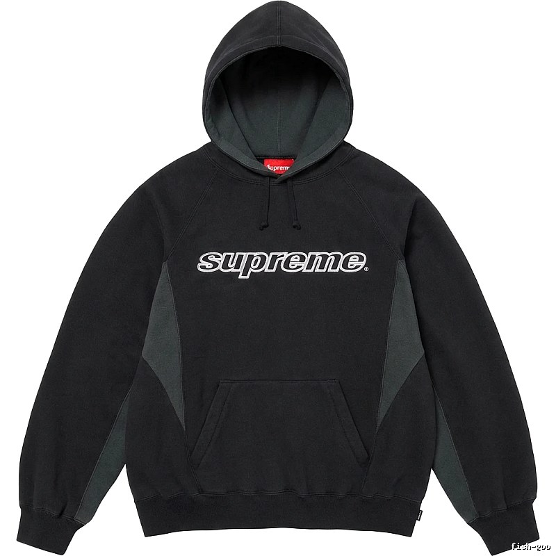 Supreme patchwork-style black hoodie