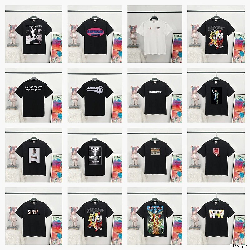 Supreme Printed Street Style Black T-Shirt