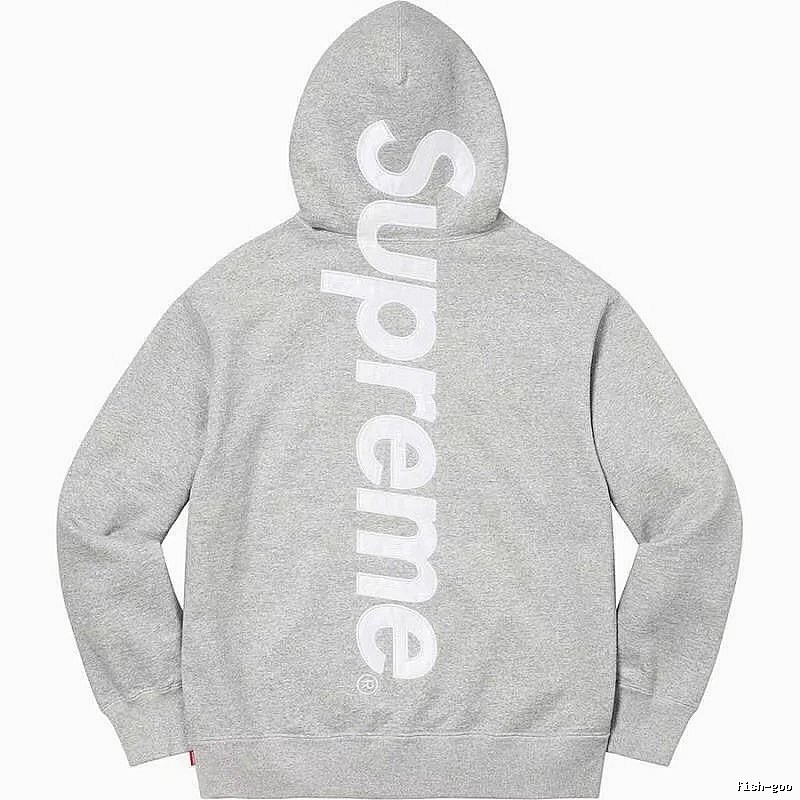 Supreme Relaxed Logo hoodie Gray Red Oversized with Designer-Inspired Detail
