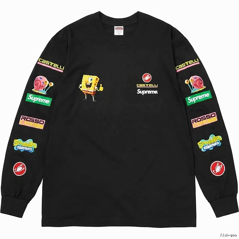Supreme SpongeBob SquarePants Co-branded Black Long-sleeve Shirt