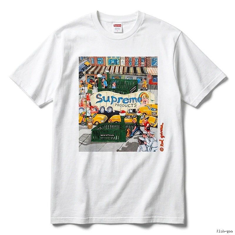 Supreme street style white T-shirt