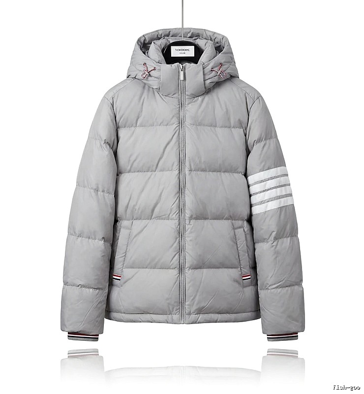 Thom Browne Classic Stripe Grey Down Jacket