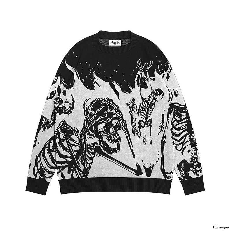 Weekend Anime graphic sweater Black Knit Top for Weekend Wear