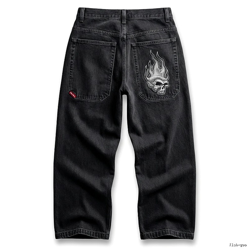 Y2K Fear of God Flame Black Denim Shorts