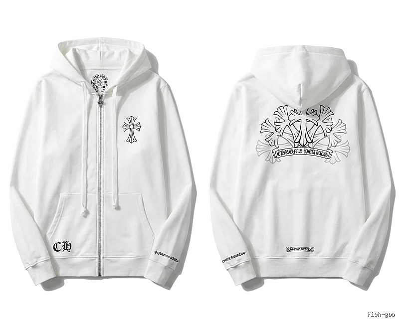 Chrome Hearts Cross Trendy and Cool Style White Sweatshirt