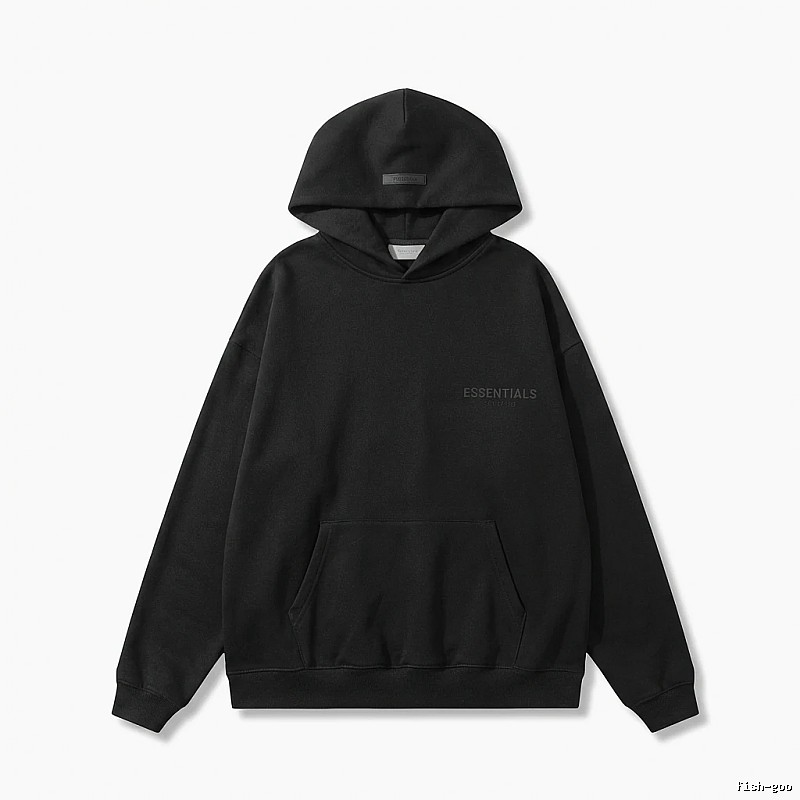 ESSENTIALS minimalist style black hoodie