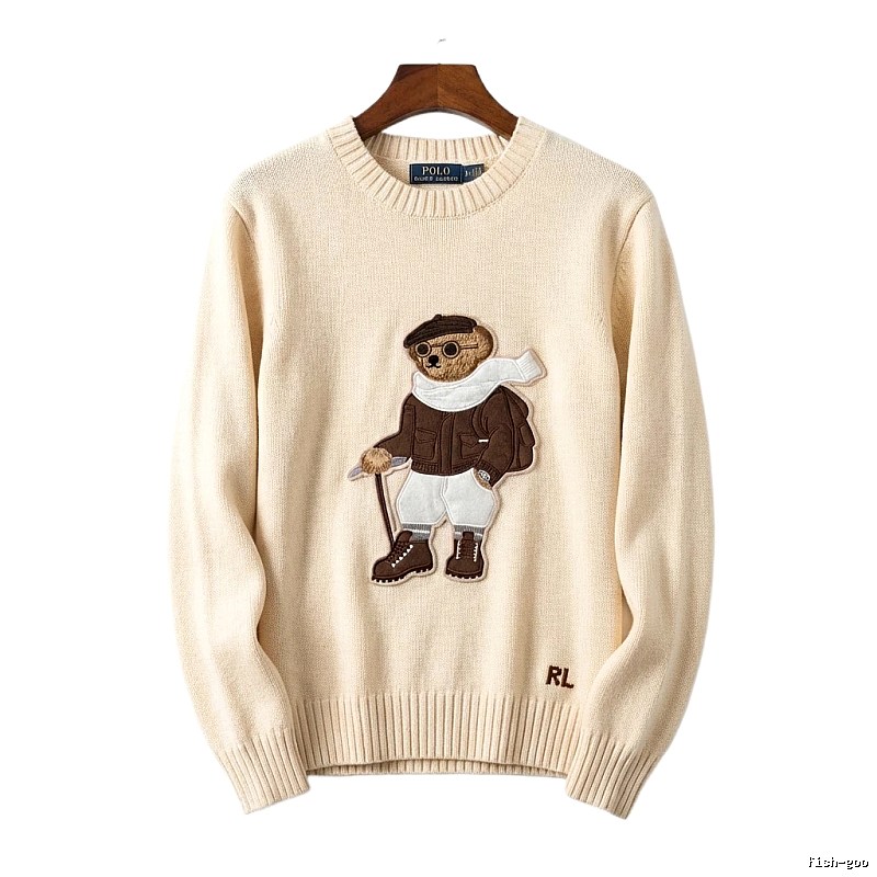 Ralph Lauren Bear Retro Style Beige Sweater